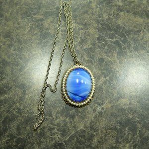 Vintage Blue Oval Necklace
